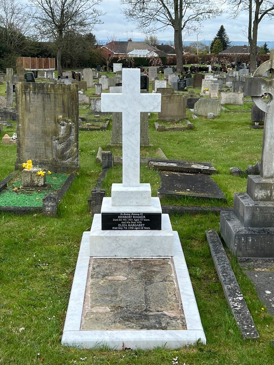 Renovated headstone and memorial